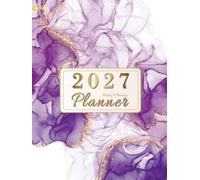 2027 Planner: Weekly and Monthly Organizer 8.25x11 with Royal Amethyst Gold Fluid Art Design, Habit Tracker US Holidays 12 Months from January to December Including 52 Weeks for Time Management