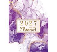2027 Planner: Weekly and Monthly Organizer 8.5x11 with Royal Amethyst Gold Fluid Art Design, Habit Tracker US Holidays 12 Months from January to December Including 52 Weeks for Time Management