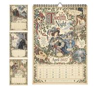 2027 Shakespeare Calendar, Vintage Illustrated Wall Planner | Classic Drama Illustrations With Ruled Daily Blocks Bring Literary Charm To Home, Office, Or Classroom Scheduling