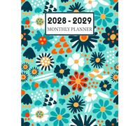 2028-2029 Monthly Planner: 2 Years calendar large print - Two Pages Per Month from January 2028 to December 2029 Featuring Habit Trackers, Yearly ... Birthday Log, Holidays and More- Flower cover