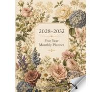 2028-2032 Five Year Monthly Planner: Vintage Floral 60 Month Calendar Organizer Two Pages Per Month with Holidays, Plan Your Goals, Appointments, ... & Enjoy Flower Flipbook Animation Inside