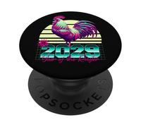 2029 Année du Coq rétro années 80 Vaporwave Zodiaque Chinois PopSockets PopGrip Adhésif