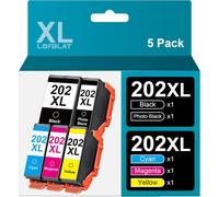 202XL Cartouches d'encre Compatibles pour Epson 202 XL Remplacement pour Epson Expression Premium XP-6105 XP-6100 XP-6000 XP-6005 Imprimante (1Noir 1Photo Noir 1Cyan 1Magenta 1Jaune)