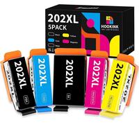 202XL Cartouches d'encre Compatibles pour Epson 202XL 202 XL Remplacement pour Expression Premium XP-6000 XP-6005 XP-6100 XP-6105 XP6000 XP6005 XP6100 XP6105 (1Noir 1Photo Noir 1Cyan 1Magenta 1Jaune)