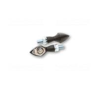203-180 Un Clignotant LED Pen Head, Noir Metallgeh Moto, Certification E Paire