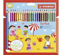 STABILO Crayons de couleur Trio Dick triangulaires épais lot de 24 multicolores