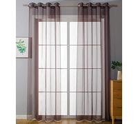 20332-cn2 Lot de 2 Rideaux à œillets Transparents « uni » H x l 245 x 140 cm Marron Stores Rideau à œillets avec Cordon de Plomb pour Salon