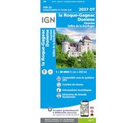 Carte de randonnée IGN TOP 25 n° 2037 OT - La Roque-Gageac, Domme, Gourdon, Vallée de la Dordogne