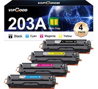 203A Cartouches De Toner Compatible Pour Hp 203A Cf540A 203X Toner Pour Laserjet Pro Mfp M281Fdw M281Fdn M280Nw M254Dw M254Nw Cf540A Cf541A Cf542A Cf543A (Noir Cyan Jaune Magenta, [ENC940752]