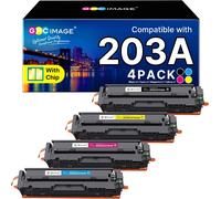 203A Cf540A Toner Compatible Pour Hp 203A Cf540A 203X Toner Pour Laserjet Pro Mfp M281Fdw M281Fdn M280Nw M254Dw M254Nw Cf540A Cf541A Cf542A (Noir Cyan Jaune Magenta, 4-Pack)