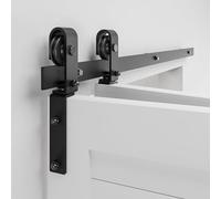 203cm/6.6FT Rail Porte Coulissante Pliante Kit Roulette Suspendue Systeme Noir pour 2 Porte Coulissante Interieur 99cm Large