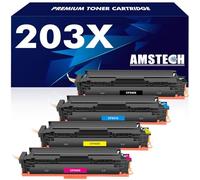 4-Pack Cartouches de 203X 203A Toner pour HP 203X 203A CF540X CF540A Color Laserjet Pro M281fdw M254dw M280nw M281fdn M281cdw M254nw M254dn M281 M254 Noir Cyan Jaune Magenta