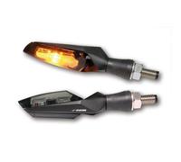 204-137 Khaldi Clignotant LED Mars Noir Métal, Verre Teinté, Moto, 1 Paire