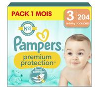 Pampers Couches Premium Protection Taille 3 (6-10 kg) 204 unités - Pack 1 Mois