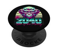 2040 Année du Singe rétro années 80 Vaporwave Zodiaque Chinois PopSockets PopGrip Adhésif