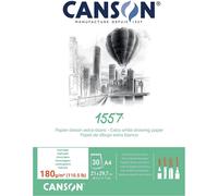 [204127414] CANSON Bloc dessin 30 feuilles 1557 A4 180 g collé 1 coté Blanc pur