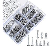 205 Pcs Vis Autoforeuse Metal, M4,2 M4,8 à Tôle Autoperceuses à Tête Fraisée Cruciforme, à Tête Plate, Vis Autoforante en Acier Inox, Vis Autotaraudeuses, Vis Autoperceuse pour Métal Bois