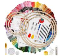 205 Pièces Broderie Kit De Démarrage, 100 Couleurs De Fil, 40 Aiguilles À Coudre Pour Les Débutants Croix Outils Avec L'instruction