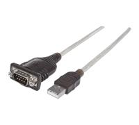 Manhattan Câble de raccordement USB 1.1 – USB A mâle / SUB-D 9 pôles mâle – 0,45 m argent-noir