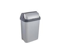 keeeper Poubelle plastique à couvercle coulissant 10 litres Gris Clair
