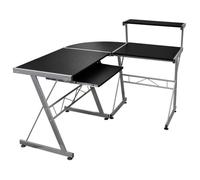 vidaXL Bureau d'ordinateur d'angle 132x112x99 cm Bois d'ingénierie Noir