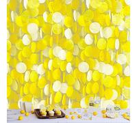 205Ft Décorations de fête de Jaune Blanc Papier Fin Grand Cercle Points Toile Fond Guirlande Bannière Suspendu Banderole pour Printemps Été Mariage Anniversaire Abeille Tournesol Citron Thème Fête