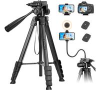 206 cm Camera Tripod, Gooseneck Smartphone Tripod for iPhone with Remote Control & Phone Holder, Lightweight Aluminium Tripod Camera for DSLR Canon Nikon