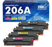 206A Toner Cartridges 4 Pack M283cdw M255dw Set Compatible Replacement for 206A 206X Color Pro MFP M283fdw M283 M255 Printer High Yield Ink (with Chip) (Black Cyan Yellow Magenta)