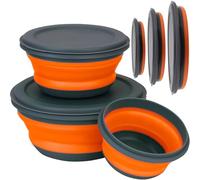 20781 Lot de 3 bols pliables ronds en silicone résistant à des températures de -10 °C à 80 °C pour le stockage de voyage et le camping