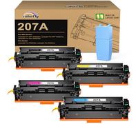 207A 207X MFP M283fdw Toner Compatible avec HP 207X 207A M255dw pour HP Color LaserJet Pro MFP M283fdw Toner Noir M282nw M283fdn M283 M282 M255 W2210A W2210X W2211A W2212A W2213A (4-Pack avec Puce)