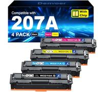 207A avec Puce Compatible pour HP 207A 207X W2210A Cartouche pour HP Color LaserJet Pro MFP M283fdw M283fdn M283cdw M282nw M255dw M255nw W2211A W2212A W2213A Noir Cyan Jaune Magenta 4-Pack