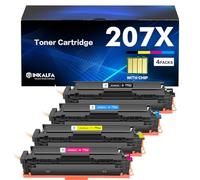 207X 207A Cartouche de Toner Avec Puce 4-Pack Compatible pour HP Color Laserjet Pro MFP M283fdw M282nw M255dw M283fdn M255nw M283 M255 M282 W2210X W2211X W2212X W2213X W2210A - Noir Cyan Jaune Magenta