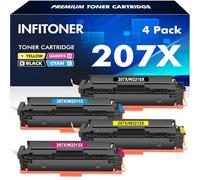 207X 207A Compatible pour HP Color LaserJet Pro MFP M283fdw M283fdn 4-Pack