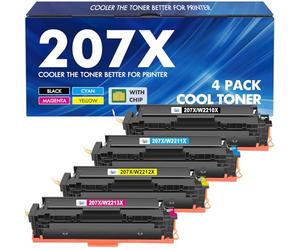 207X 207A MFP M283fdw Toner: Compatible pour HP 207X 207A M255dw pour HP Color LaserJet Pro MFP M283fdw Toner Noir M282nw M283fdn M283 M282 M255 W2210A W2210X W2211X W2212X W2213X avec Puce 4-Pack