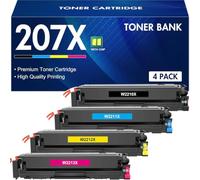 207X 207A Toner Compatible pour HP MFP M283fdw M255dw avec Puce Cartouches | Color LaserJet Pro MFP M283fdn M255dw M282nw M255nw M283 M255 W2210X W2211X W2212X W2213X Noir Cyan Jaune Magenta 4PK