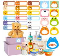 208 étiquettes pour aliments pour bébé, 26 motifs adorables autocollants pour aliments auto-adhésifs résistants à l'eau, à l'huile et aux déchirures pour les récipients d'aliments pour bébé.