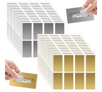 208 Pièces Autocollant à Gratter, 42 x 23 mm Cartes à Gratter, Cartes Étiquette Rectangle, Scratch Card Sticker, Étiquettes à Gratter, DIY Carte à Gratter pour Scrapbook Carte Postale (Gold, Silber)