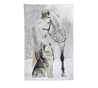 208 Tenture Murale Grande Tapisserie Murale Chic Tapisserie Tenture Pour Décoration Dortoir Chambres Chien De Traîneau À Chiens Husky Cheval Blanc Glace Et Neige 100x150cm