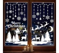 209 Pcs Noel Autocollants Fenetre Réutilisable, 9 Feuilles Noël Stickers, Autocollants Flocon de Neige, Autocollant Noel Electrostatique, Décoration de Noël Fenetre pour Verre/Vitrines/Intérieur