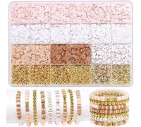 2098 Pièces Perles Plate pour Bracelet - 6mm Heishi en Argile Polymère - Kit DIY pour Bijoux, Collier, Boucle D'oreille
