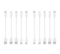 [20CM, 10Pack] Multi Câbles Charge USB Courts, Charge Rapide et Synchronisation Type-C/Lightning/Micro Câbles en Vrac pour Charge Station pour iPhone17 et 15, iPhone5-14, Mobiles, Tablettes, Blanc