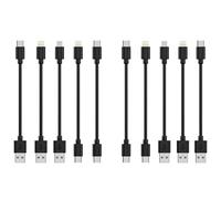 [20CM, 10Pack] Multi Câbles Charge USB Courts, Charge Rapide et Synchronisation Type-C/Lightning/Micro Câbles en Vrac pour Charge Station pour iPhone17 et 15, iPhone5-14, Mobiles, Tablettes, Noir