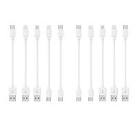 [20CM, 10Pack] Multi USB Câbles Charge Court, Charge Rapide et Synchronisation Type-C/Lightning/Micro Câbles en Vrac pour Charge Station pour iPhone17 et 15, iPhone5-14, Mobiles, Tablettes, Blanc