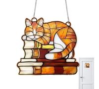 20cm Acrylic Cat Sun Catcher Memorial Pendant for Window | 7.9 inch Transparent Prism Wall Art | Rainbow Light Decoration Indoor Outdoor | Thoughtful Gift for Cat Lovers Pet Owners