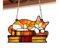 20cm Acrylic Cat Sun Catcher Memorial Pendant for Window | 7.9 inch Transparent Prism Wall Art | Rainbow Light Decoration Indoor Outdoor | Thoughtful Gift for Cat Lovers Pet Owners