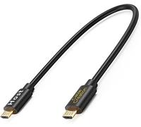 20cm Câble OTG Micro USB, Micro USB Mâle vers Micro USB Mâle, Câble Court Adapteur/Chargeur, Compatible avec Huawei, Honor, Samsung, Xiaomi, Nexus, Kindles, DJI Spark etc. 0.2M, Noir