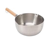 20cm Casserole de Sans Couvercle, Pot à Lait Chaud Antiadhésif en Acier Inoxydable, Chauffe-lait au Café au Beurre Japonais avec Manche en Bois pour Poulet Frit, Légumes, Soupe