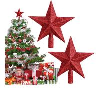 20cm Etoile Sapin de Noel, 2 Pièces Decoration Noel Sapin, Decoration Sapin Noël, Étoile Sapin Noël en Plastique, Christmas Tree Topper, pour Décoration, Rouge