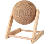20cm Jouet pour Chat à Boule à gratter, grattoir à Chat en Bois Massif, Base en Bois Stable et Boule à Rouler Corde de sisal Chats