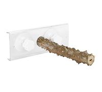 20cm Pet Bird Shower Perch, Parrots Standing Rod with Dual Suction Cups, Natural Wood Perch for Bathing and Sunbathing, Portable Acrylic and Sichuan Pepper Wood Stand for Bathroom